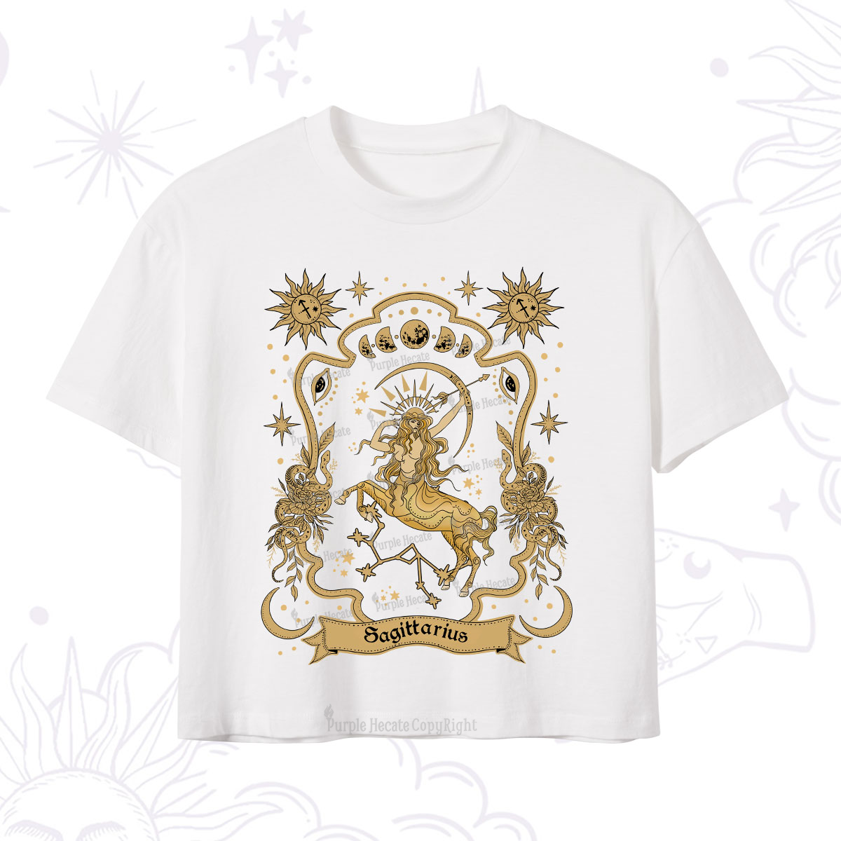 Purplehecate Sagittarius' Astral Mirage Zodiac Crop T-Shirt