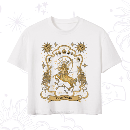 Purplehecate Sagittarius' Astral Mirage Zodiac Crop T-Shirt