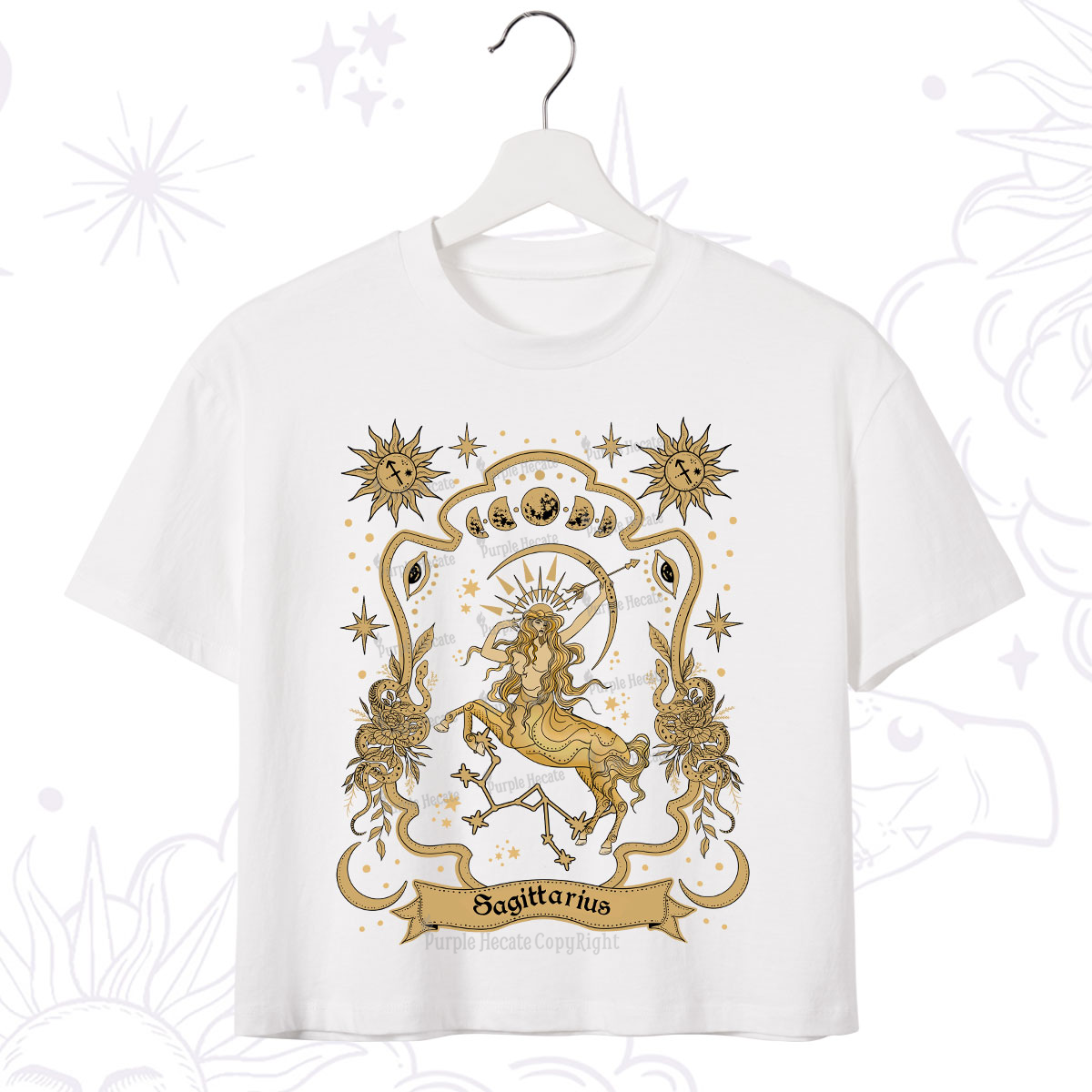 Purplehecate Sagittarius' Astral Mirage Zodiac Crop T-Shirt