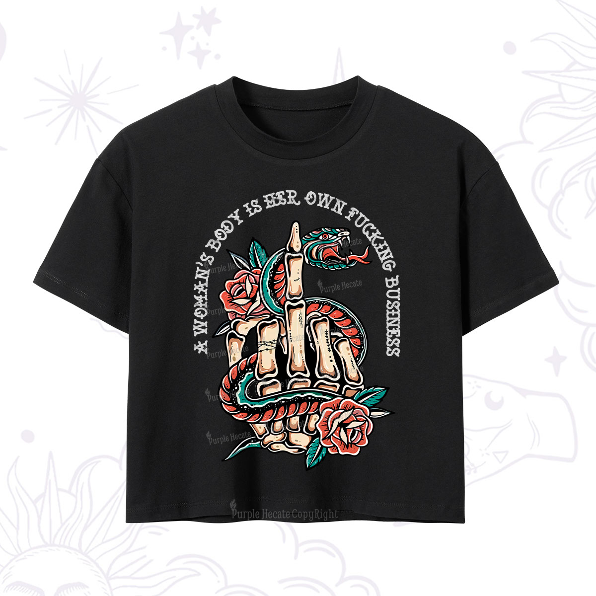 Purplehecate A Women??s Body Is Her Crop T-Shirt