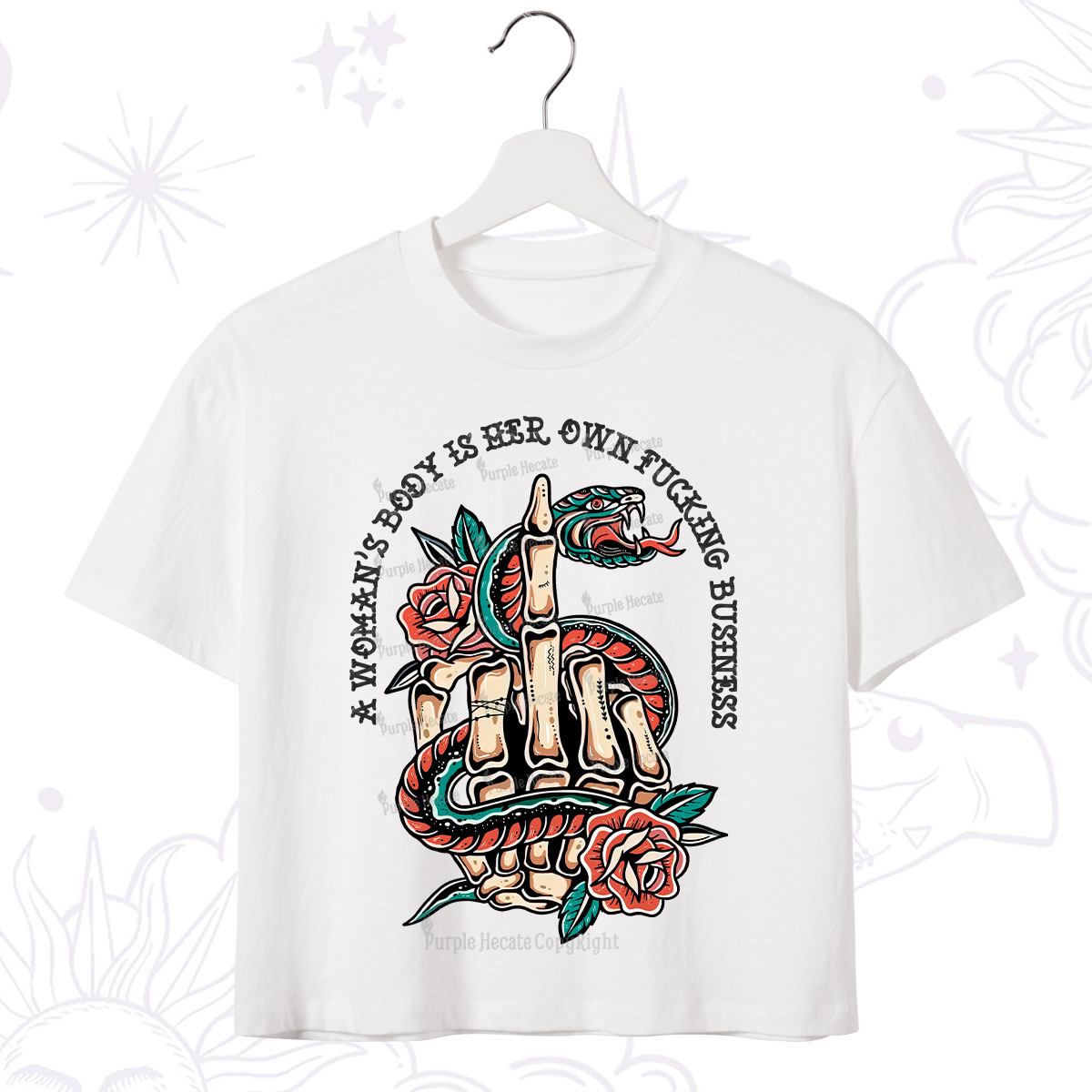 Purplehecate A Women??s Body Is Her Crop T-Shirt