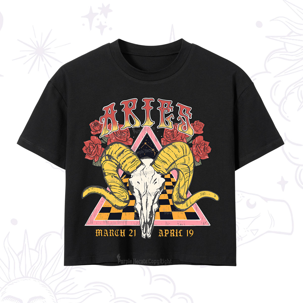 Purplehecate Aries Crew Zodiac Crop T-Shirt