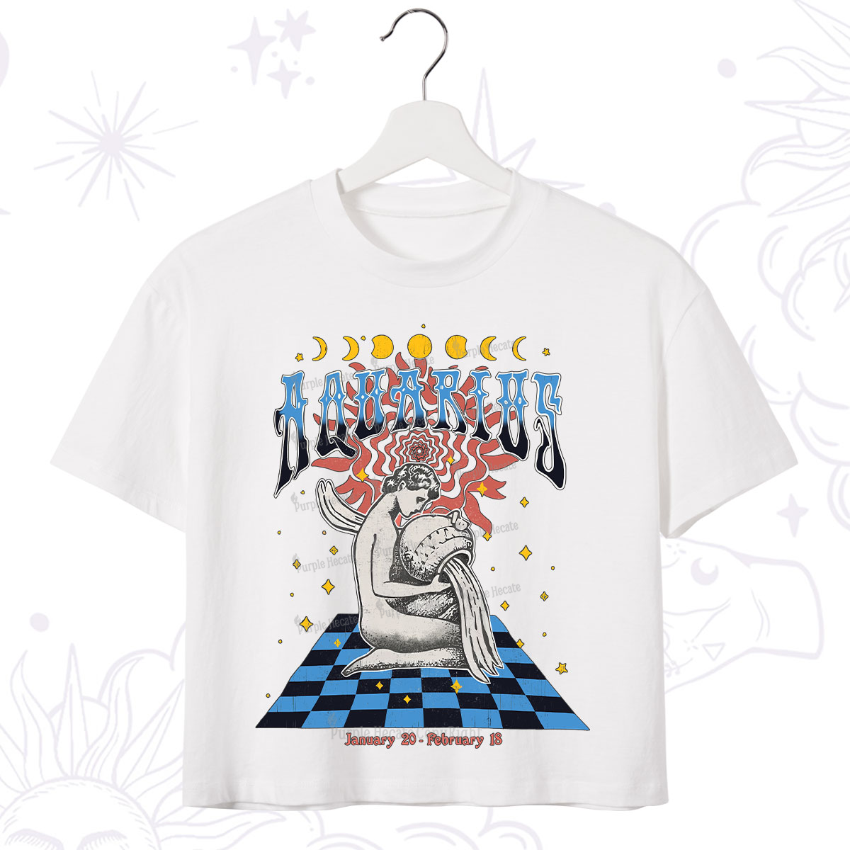 Purplehecate Aquarius Crew Zodiac Crop T-Shirt
