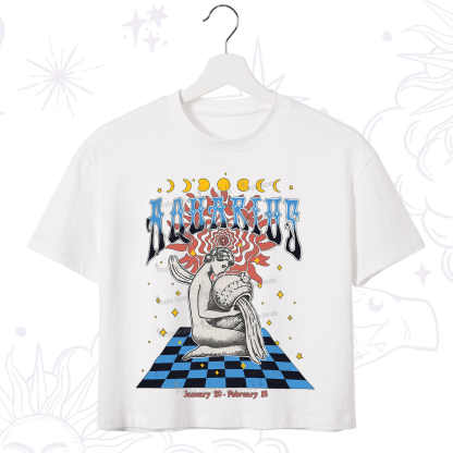Purplehecate Aquarius Crew Zodiac Crop T-Shirt