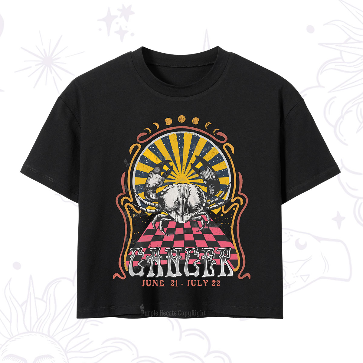 Purplehecate Cancer Crew Zodiac Crop T-Shirt