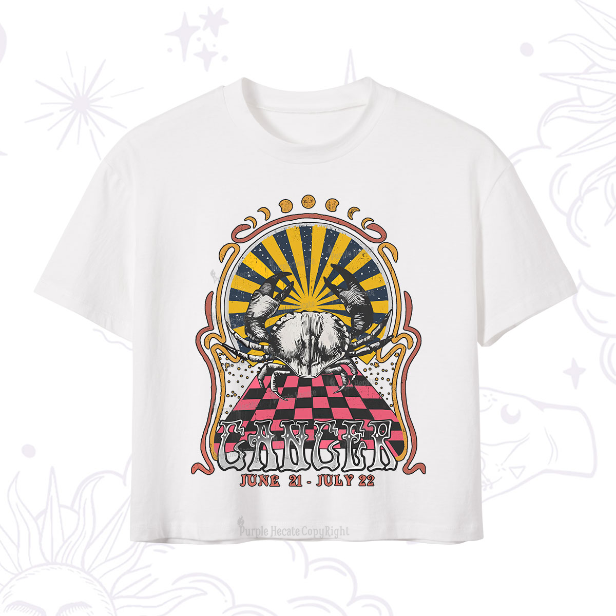 Purplehecate Cancer Crew Zodiac Crop T-Shirt