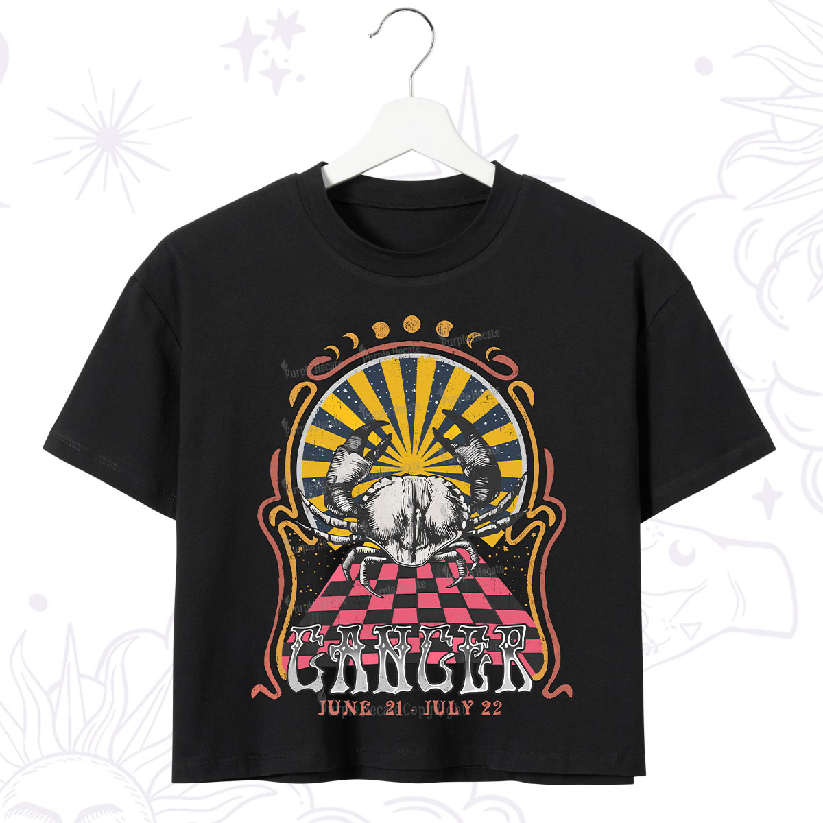 Purplehecate Cancer Crew Zodiac Crop T-Shirt