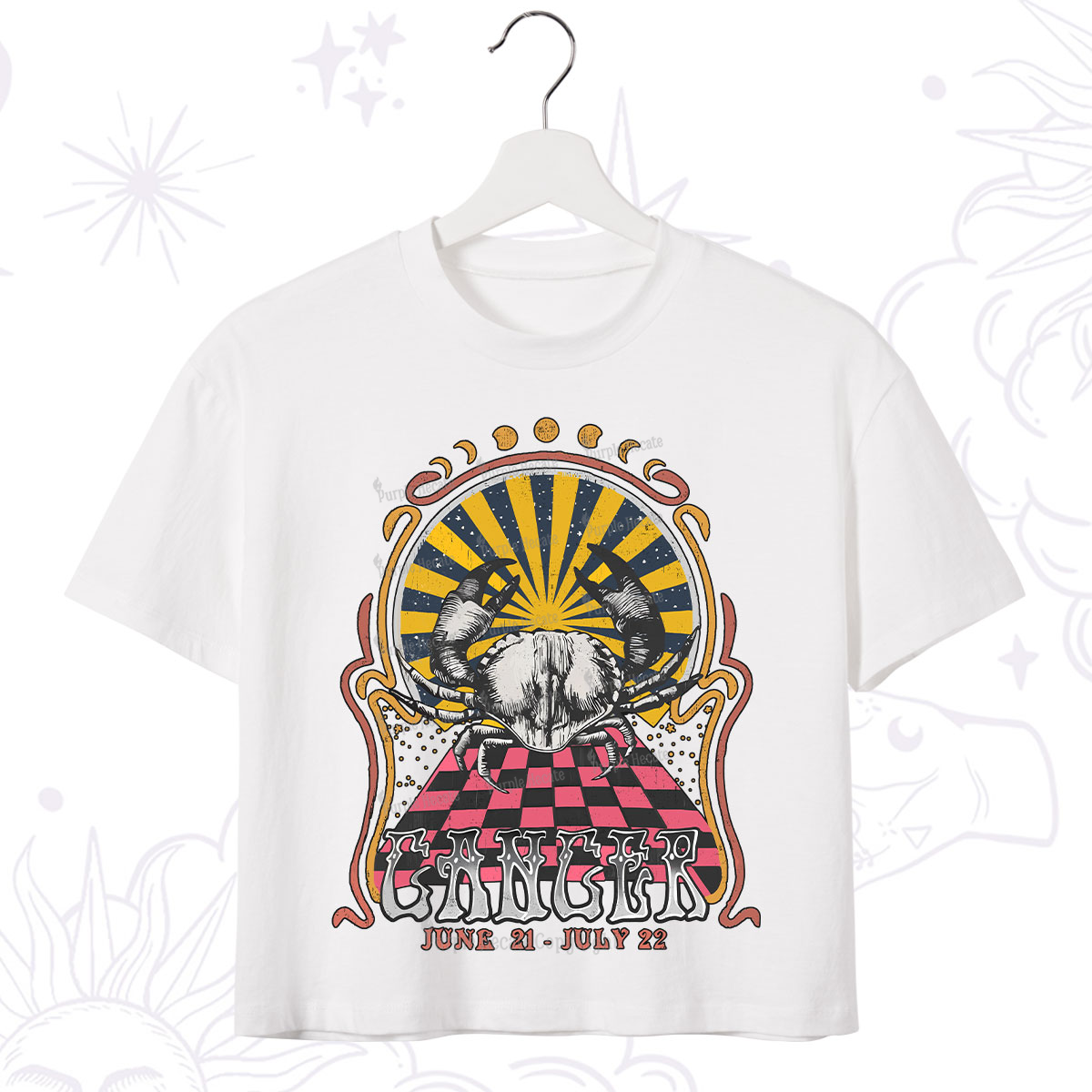 Purplehecate Cancer Crew Zodiac Crop T-Shirt