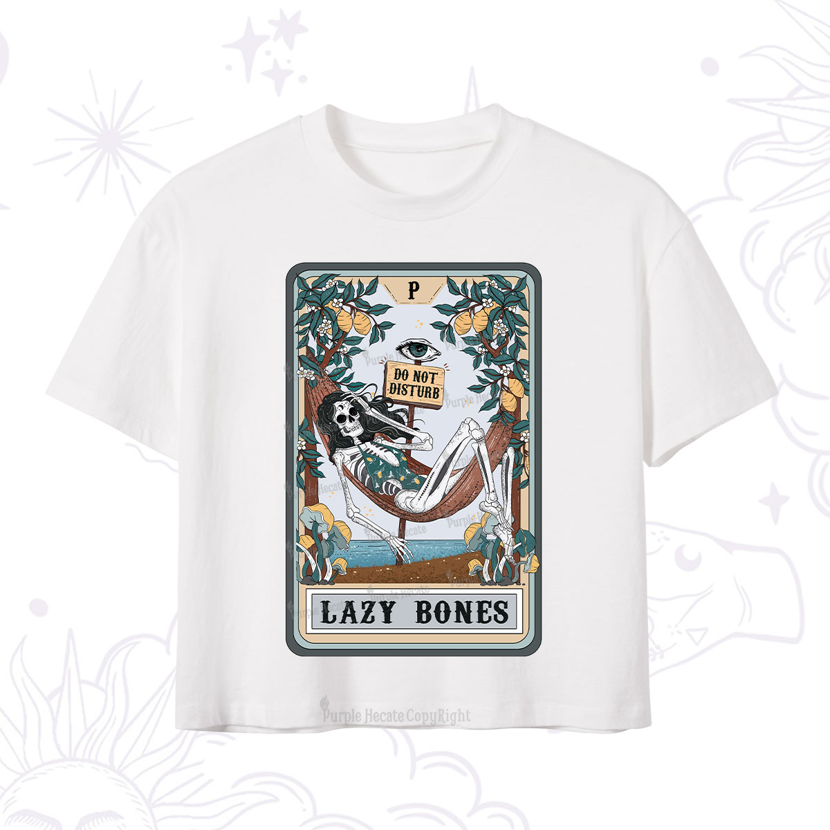 Purplehecate The Lazy Bones Tarot Crop T-Shirt