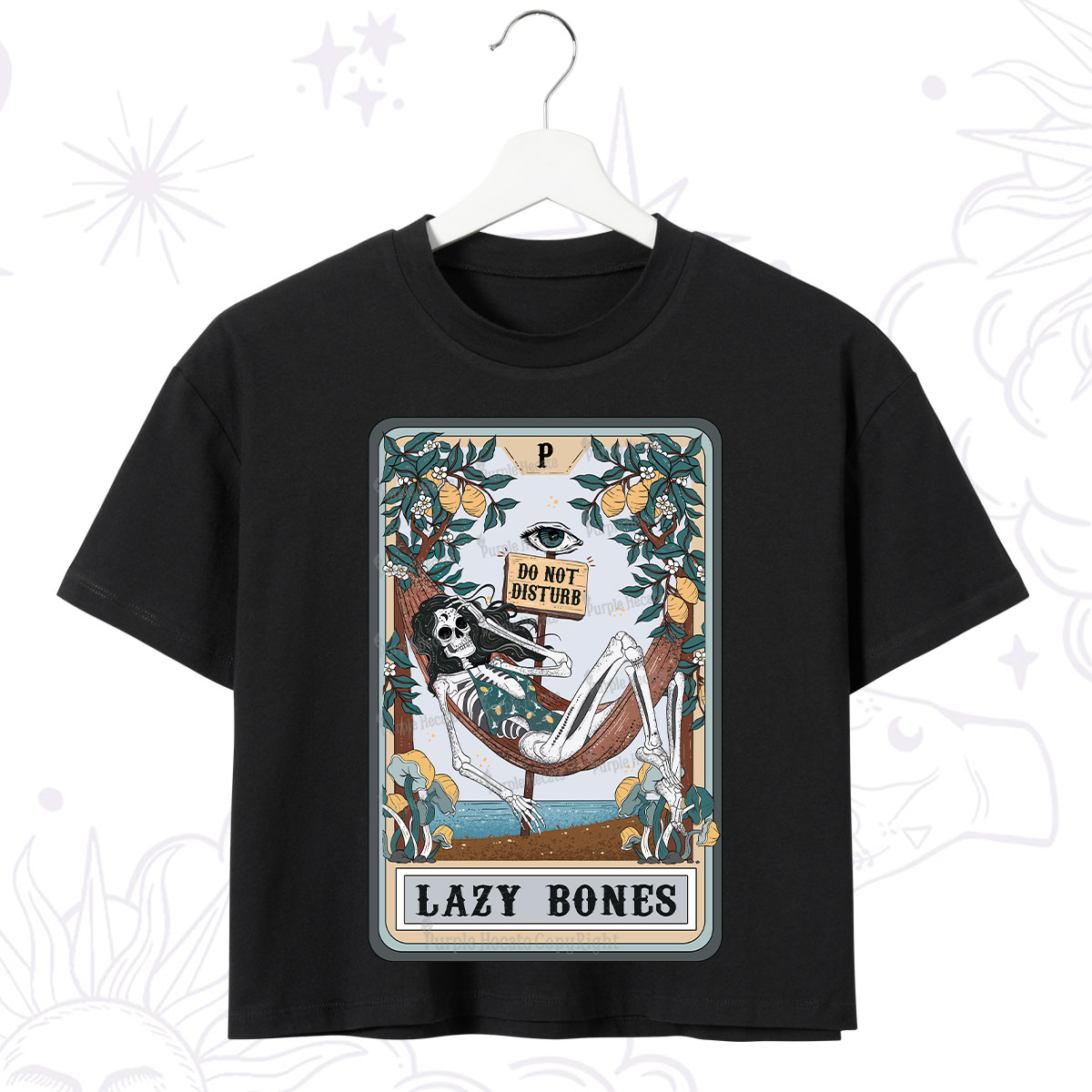 Purplehecate The Lazy Bones Tarot Crop T-Shirt