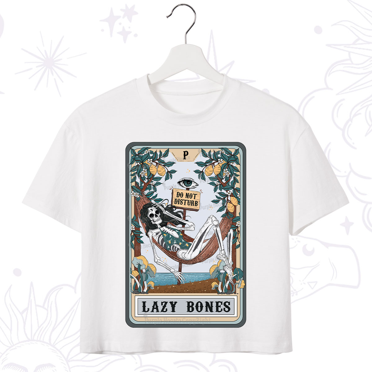 Purplehecate The Lazy Bones Tarot Crop T-Shirt