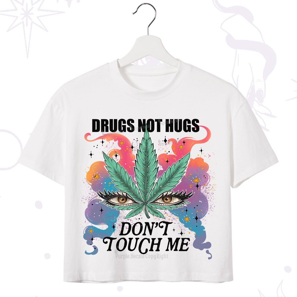 Purplehecate Drugs Not Hugs Crop T-Shirt