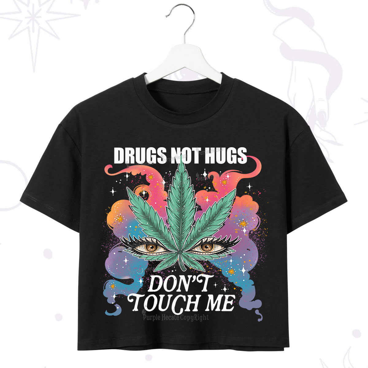 Purplehecate Drugs Not Hugs Crop T-Shirt