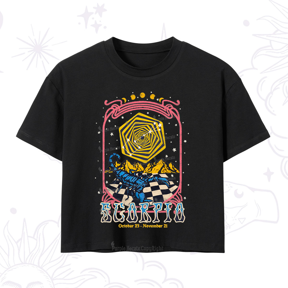 Purplehecate Scorpio Crew Zodiac Crop T-Shirt