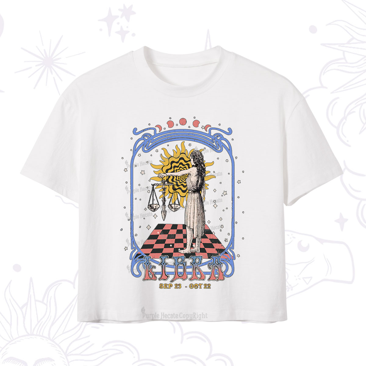 Purplehecate Libra Crew Zodiac Crop T-Shirt
