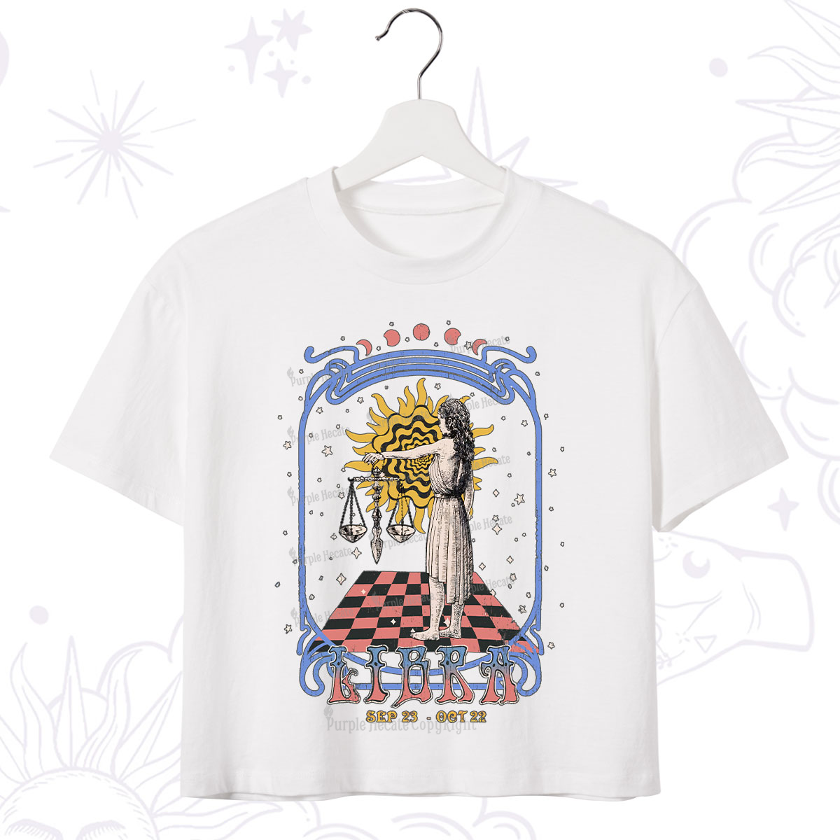 Purplehecate Libra Crew Zodiac Crop T-Shirt