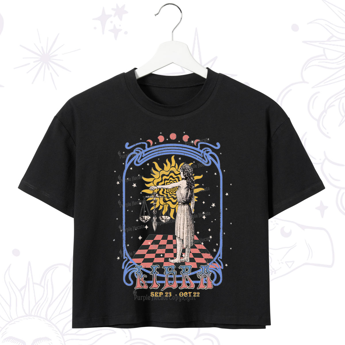 Purplehecate Libra Crew Zodiac Crop T-Shirt