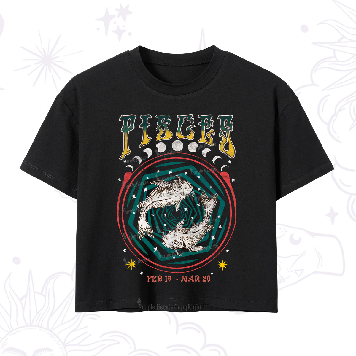 Purplehecate Pisces Crew Zodiac Crop T-Shirt
