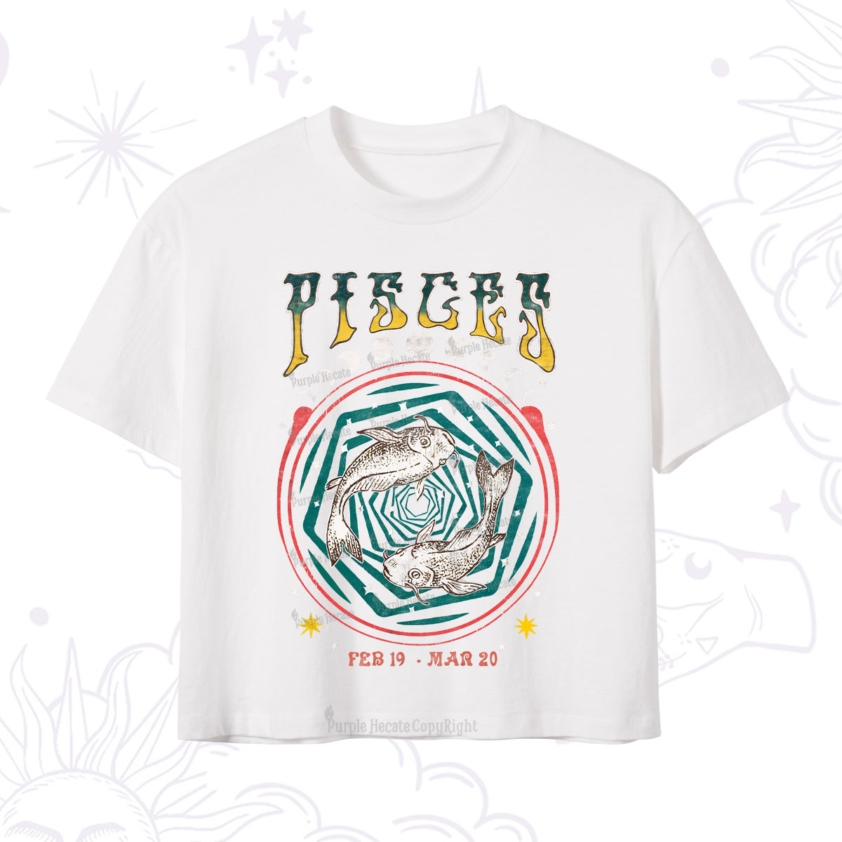 Purplehecate Pisces Crew Zodiac Crop T-Shirt
