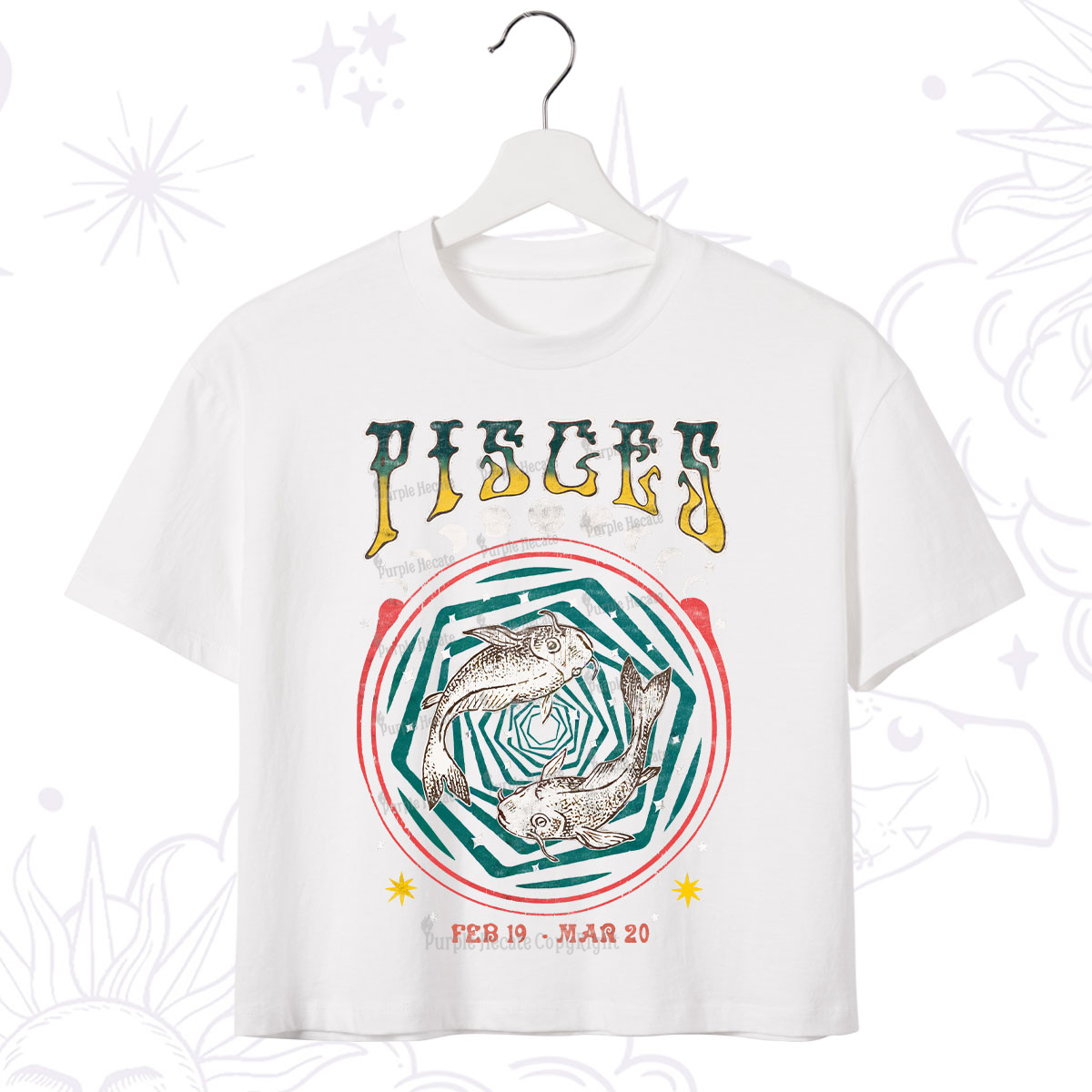 Purplehecate Pisces Crew Zodiac Crop T-Shirt