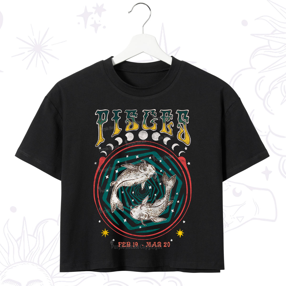 Purplehecate Pisces Crew Zodiac Crop T-Shirt