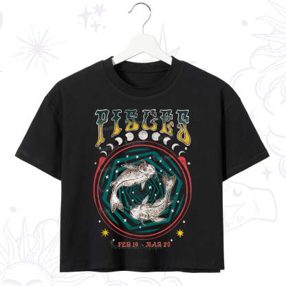 Purplehecate Pisces Crew Zodiac Crop T-Shirt