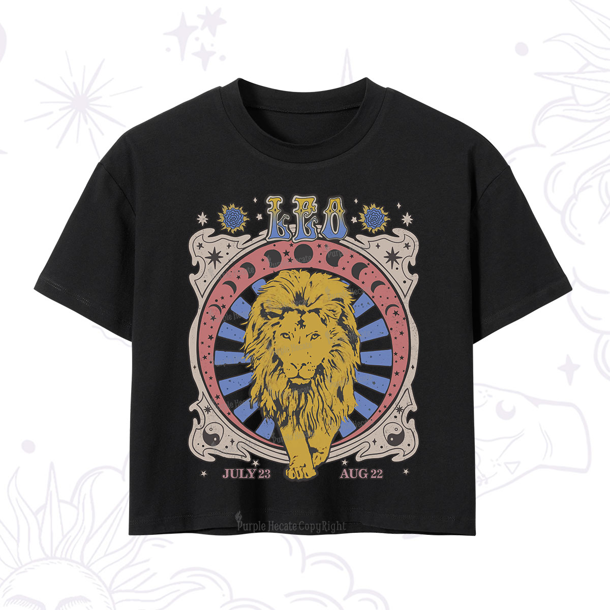 Purplehecate Leo Crew Zodiac Crop T-Shirt