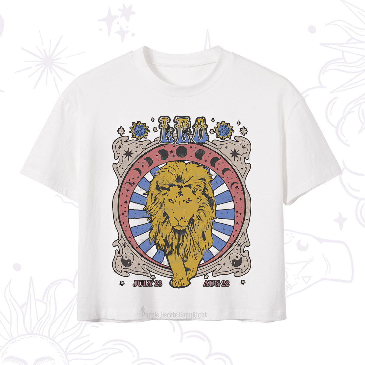 Purplehecate Leo Crew Zodiac Crop T-Shirt