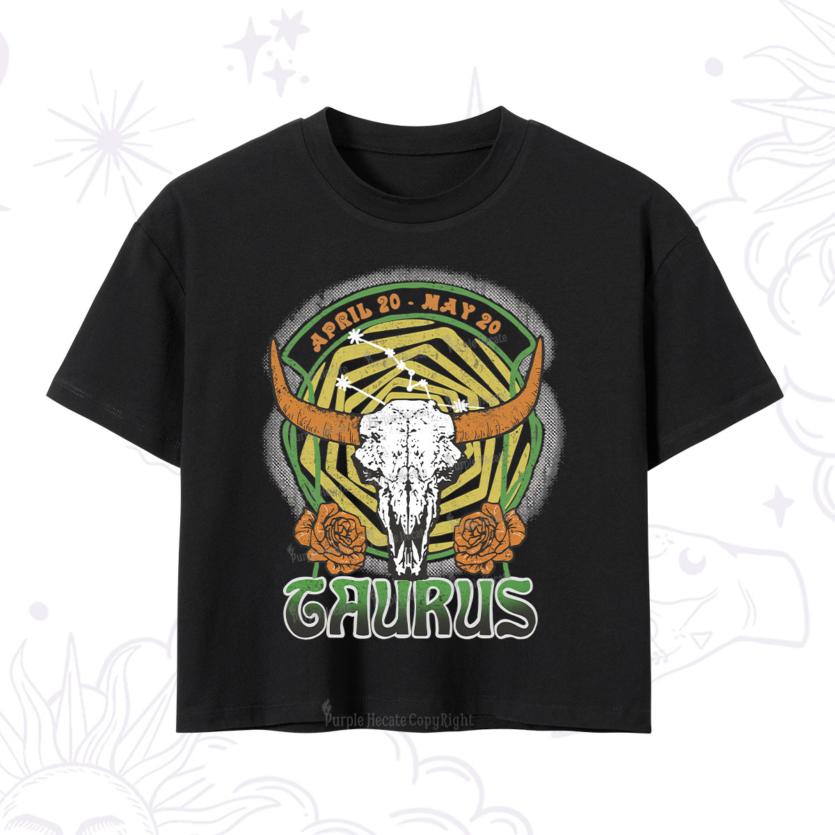 Purplehecate Taurus Crew Zodiac Crop T-Shirt