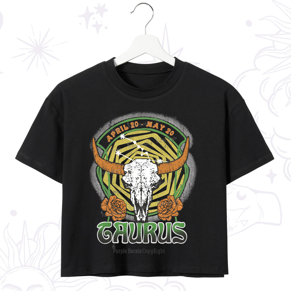 Purplehecate Taurus Crew Zodiac Crop T-Shirt