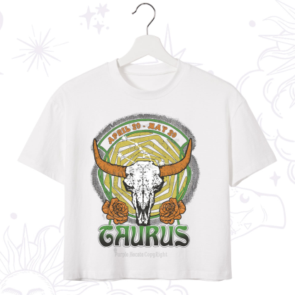 Purplehecate Taurus Crew Zodiac Crop T-Shirt
