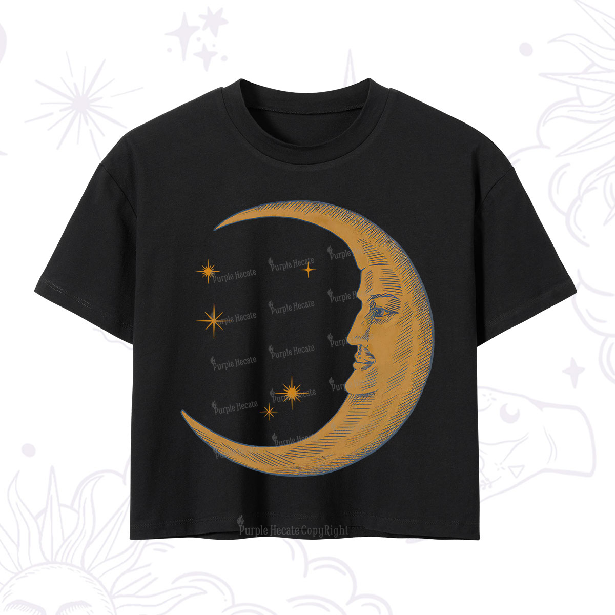 Purplehecate Celestial Moon Crop T-Shirt