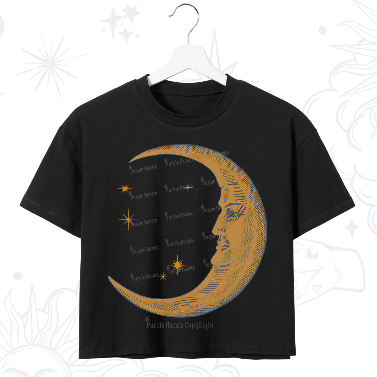 Purplehecate Celestial Moon Crop T-Shirt