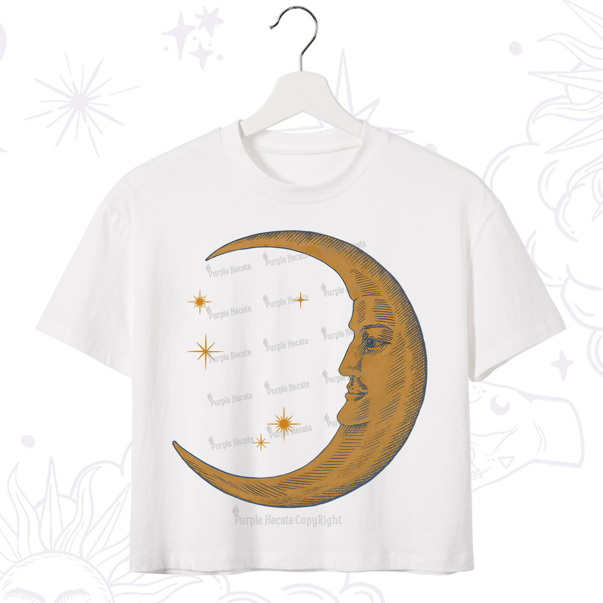 Purplehecate Celestial Moon Crop T-Shirt