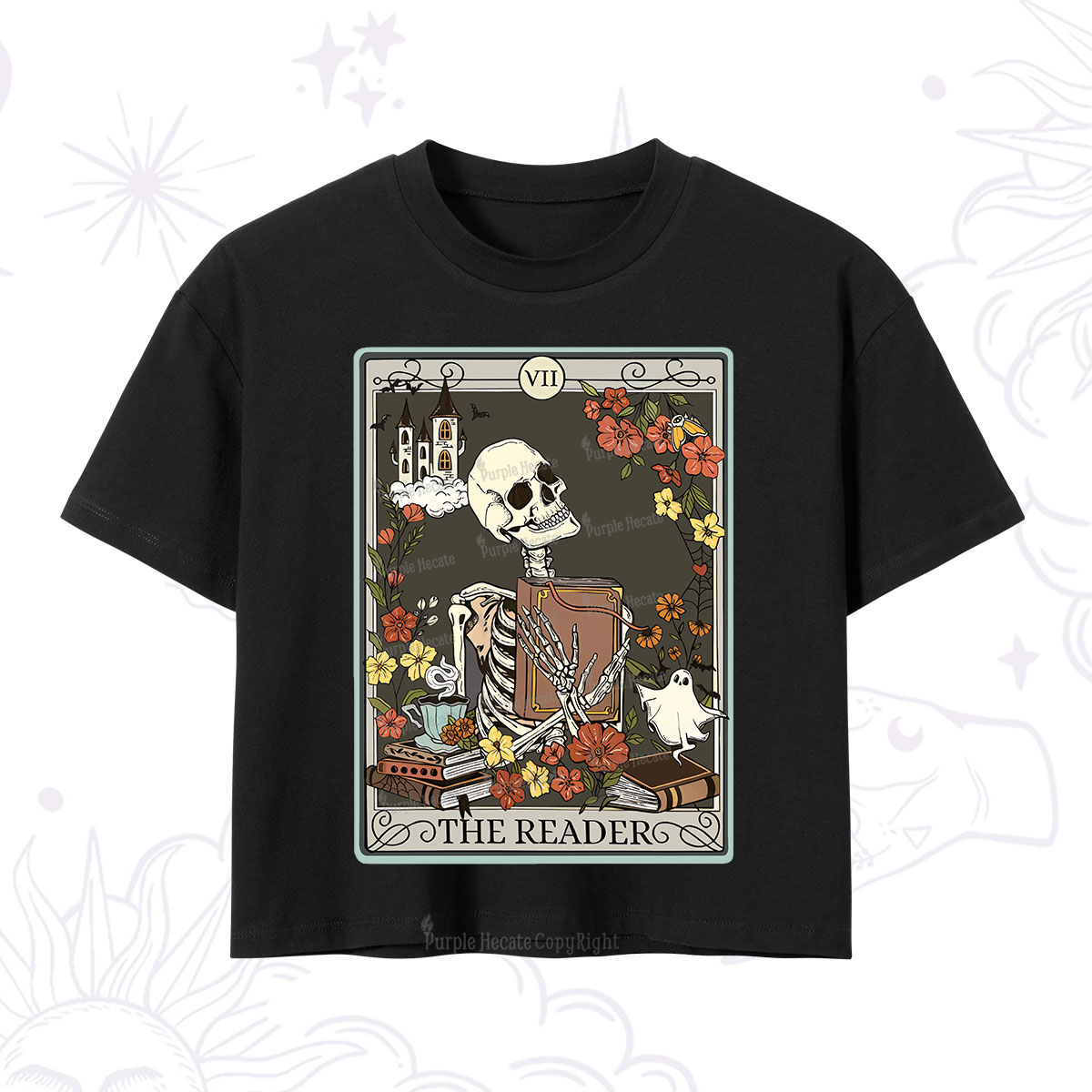 Purplehecate The Reader Tarot Card Crop T-Shirt