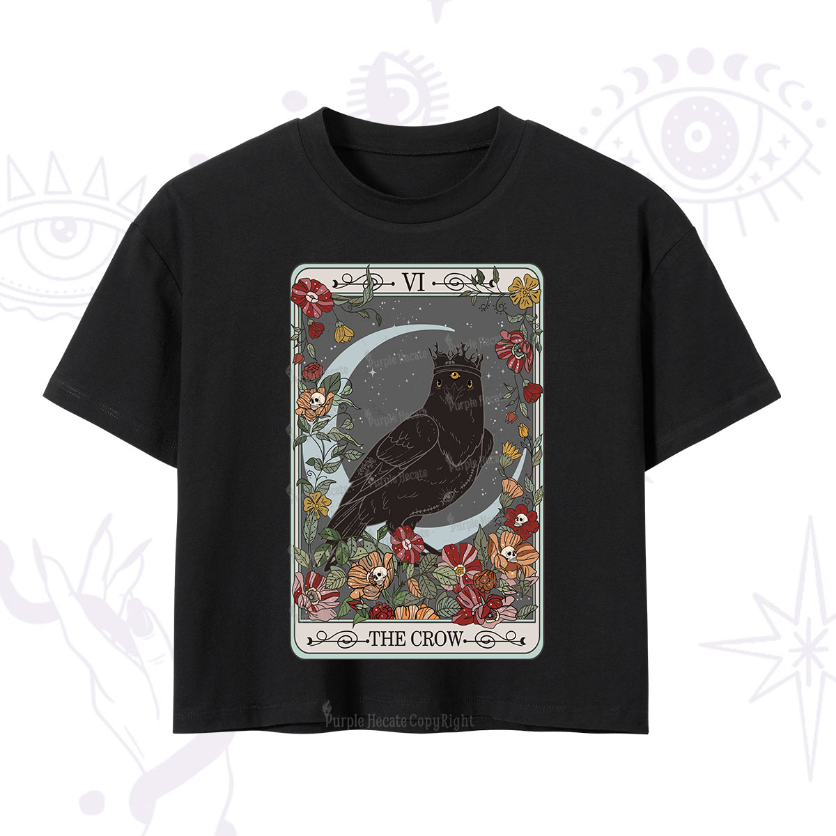 Purplehecate The Crow Tarot Card Crop T-Shirt