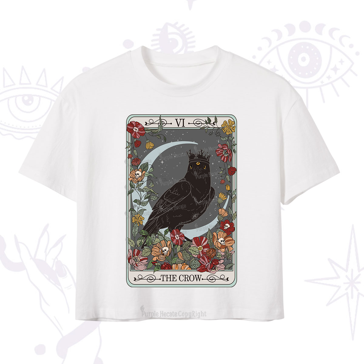 Purplehecate The Crow Tarot Card Crop T-Shirt