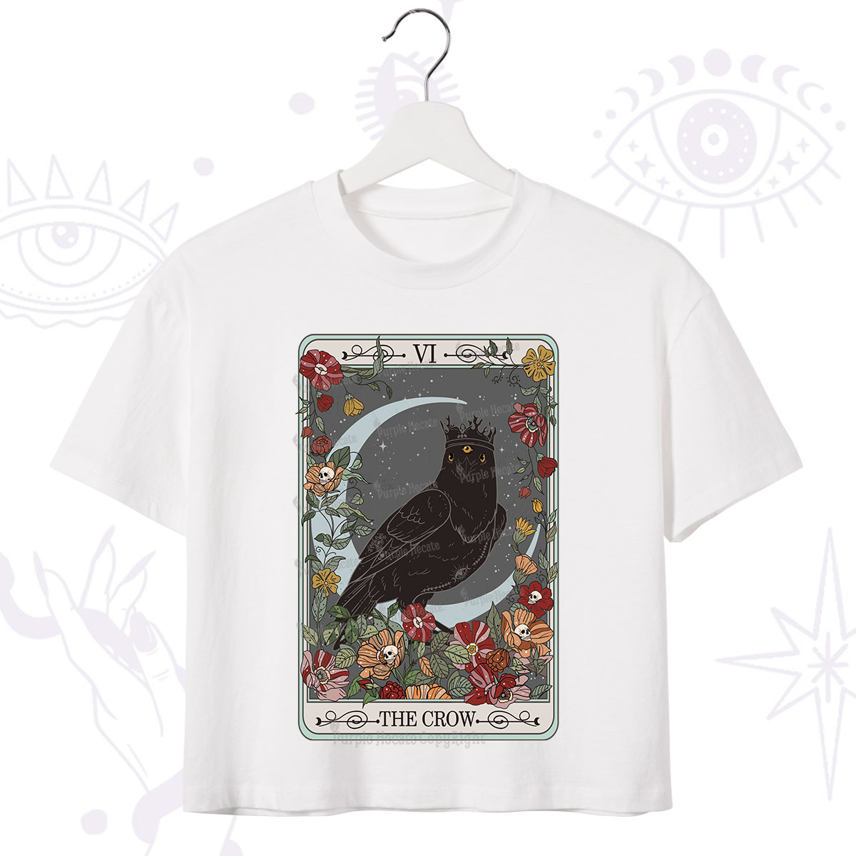 Purplehecate The Crow Tarot Card Crop T-Shirt