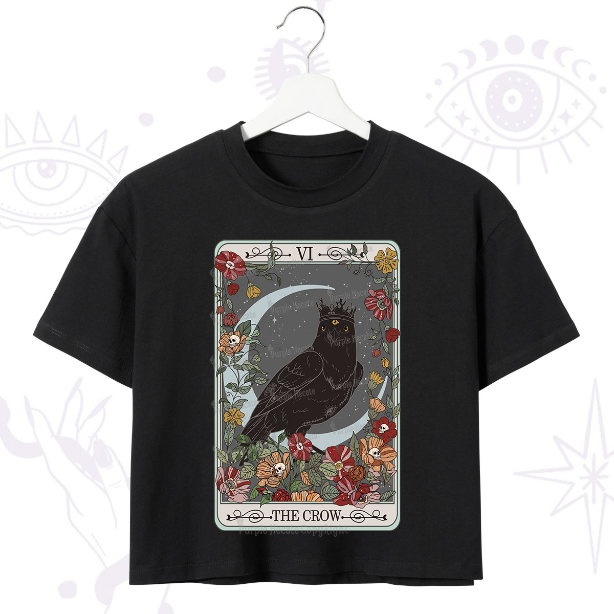 Purplehecate The Crow Tarot Card Crop T-Shirt