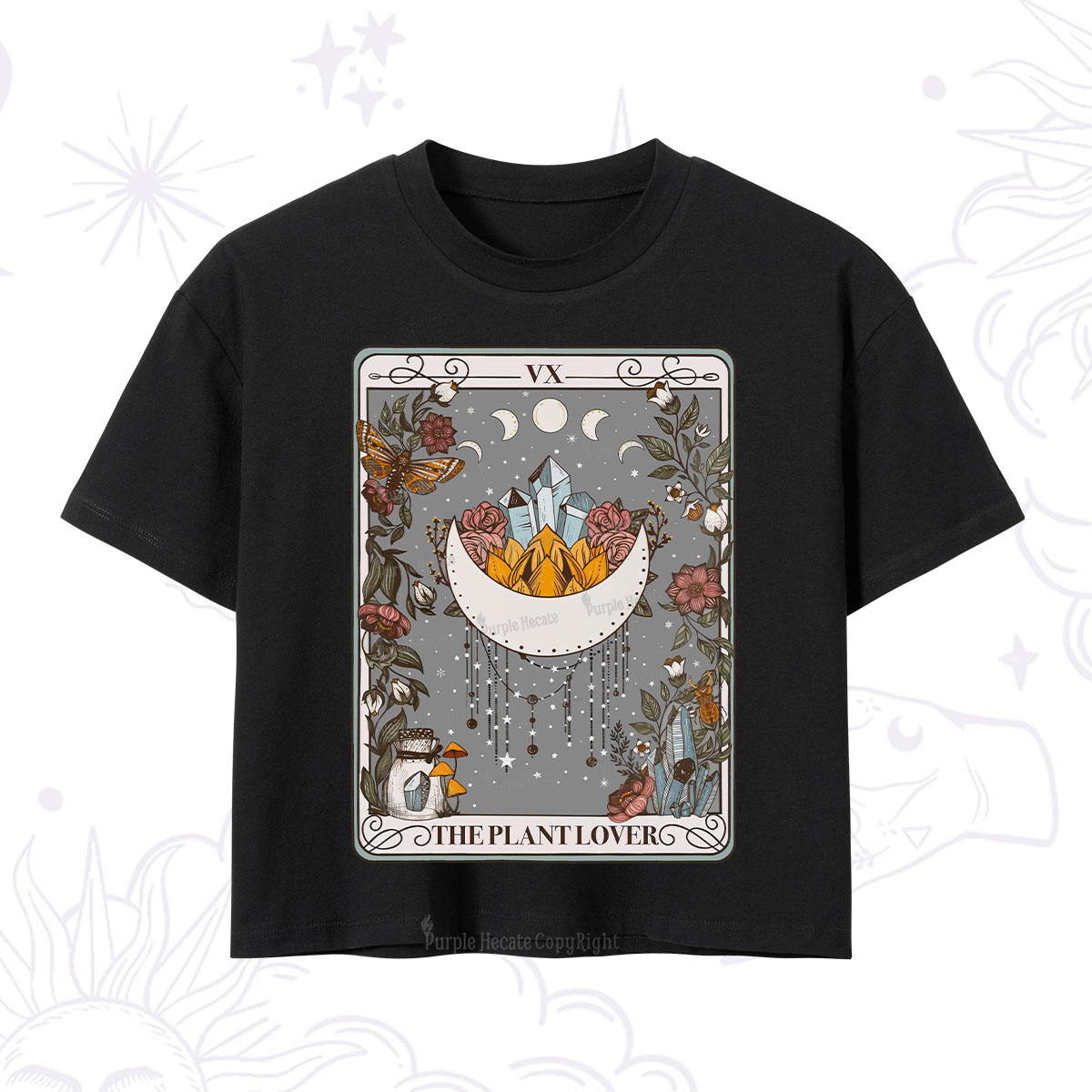 Purplehecate The Moon Tarot Crop T-Shirt