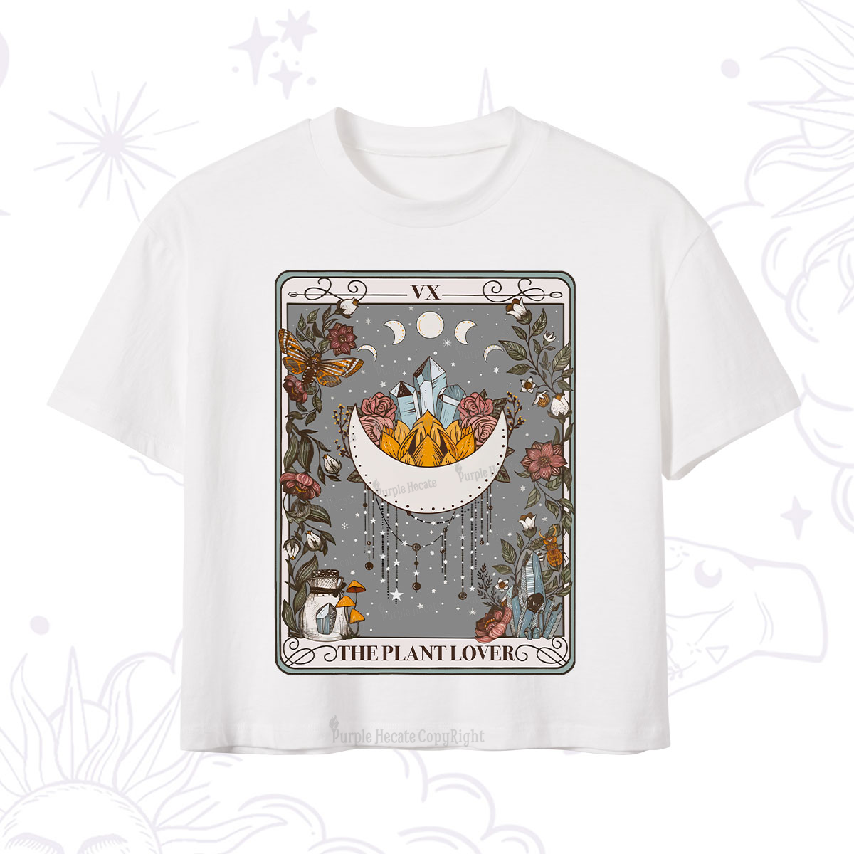 Purplehecate The Moon Tarot Crop T-Shirt