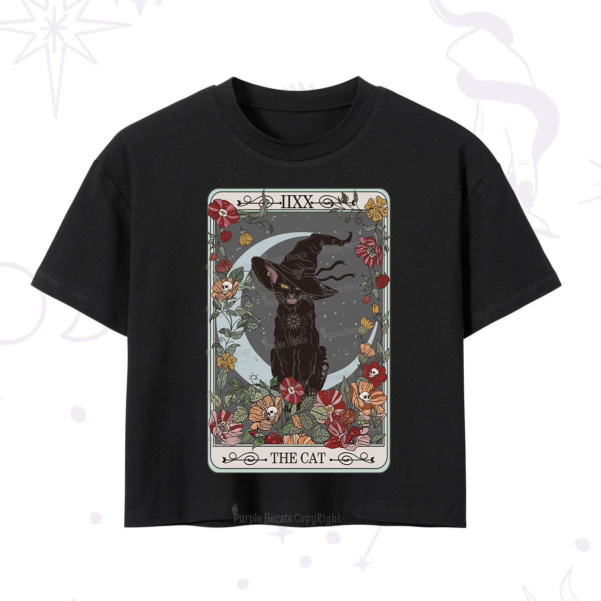 Purplehecate The Cat Tarot Card Crop T-Shirt