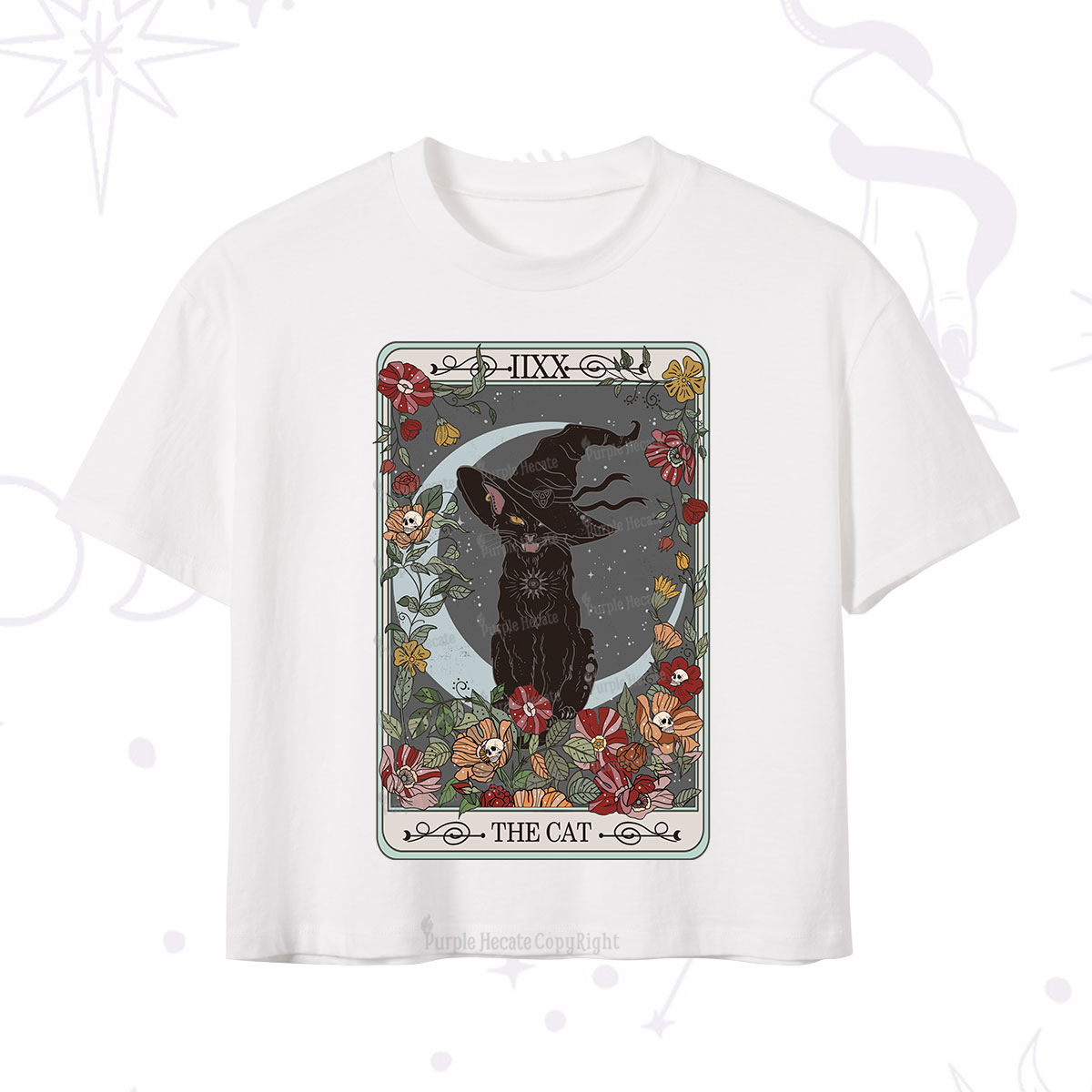 Purplehecate The Cat Tarot Card Crop T-Shirt