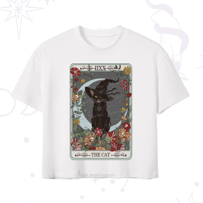 Purplehecate The Cat Tarot Card Crop T-Shirt