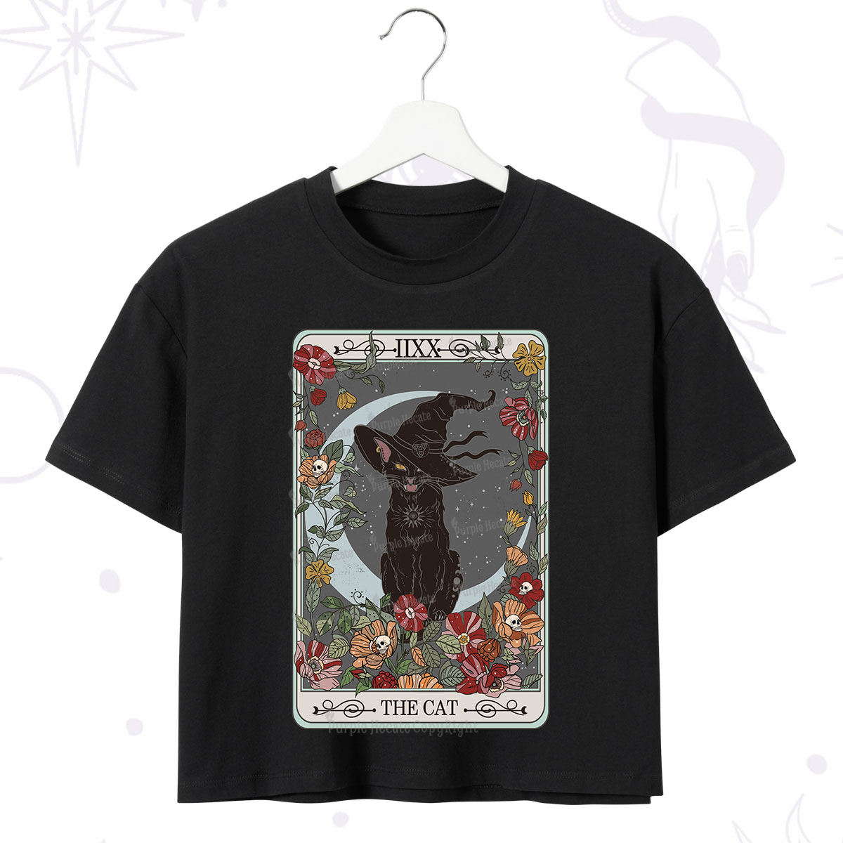 Purplehecate The Cat Tarot Card Crop T-Shirt