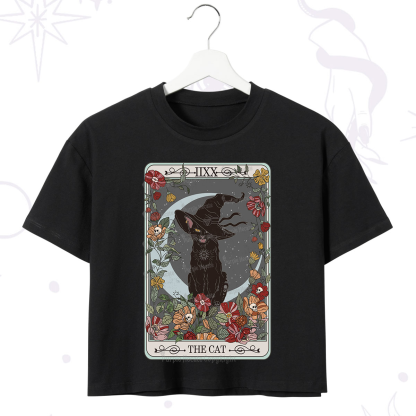 Purplehecate The Cat Tarot Card Crop T-Shirt