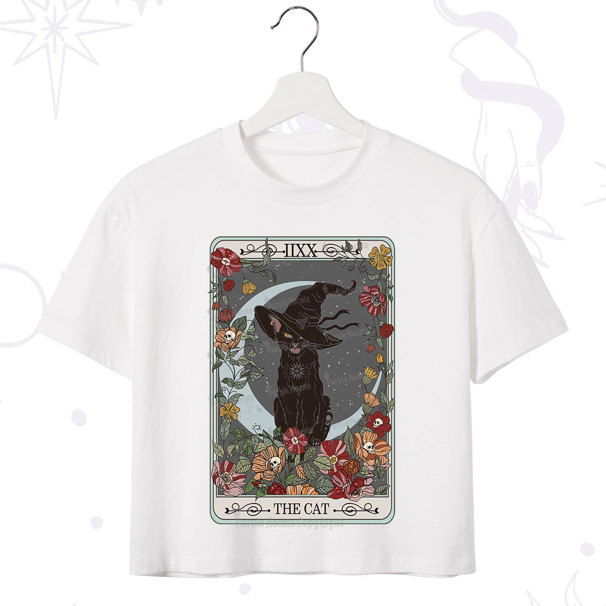 Purplehecate The Cat Tarot Card Crop T-Shirt