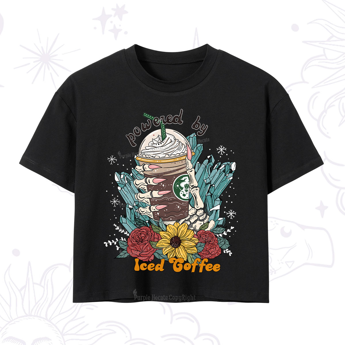 Purplehecate Powered By Ice Coffee Crop T-Shirt