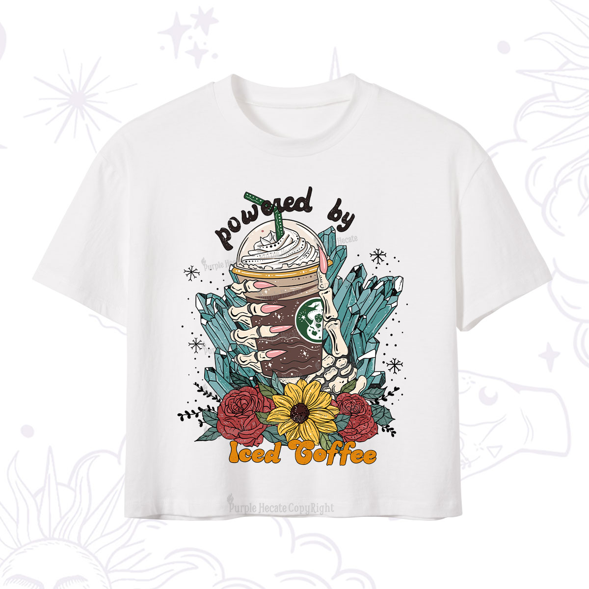 Purplehecate Powered By Ice Coffee Crop T-Shirt