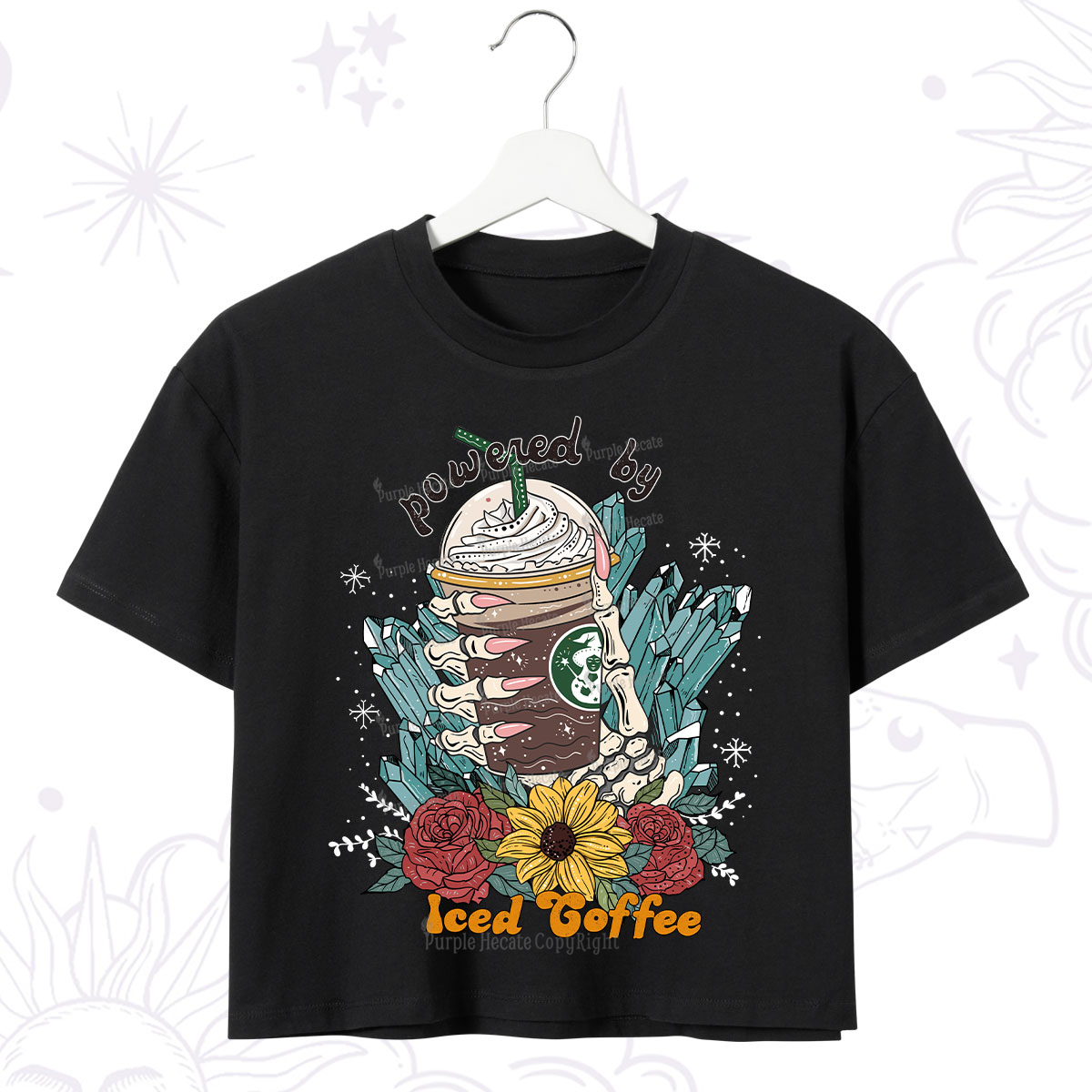 Purplehecate Powered By Ice Coffee Crop T-Shirt
